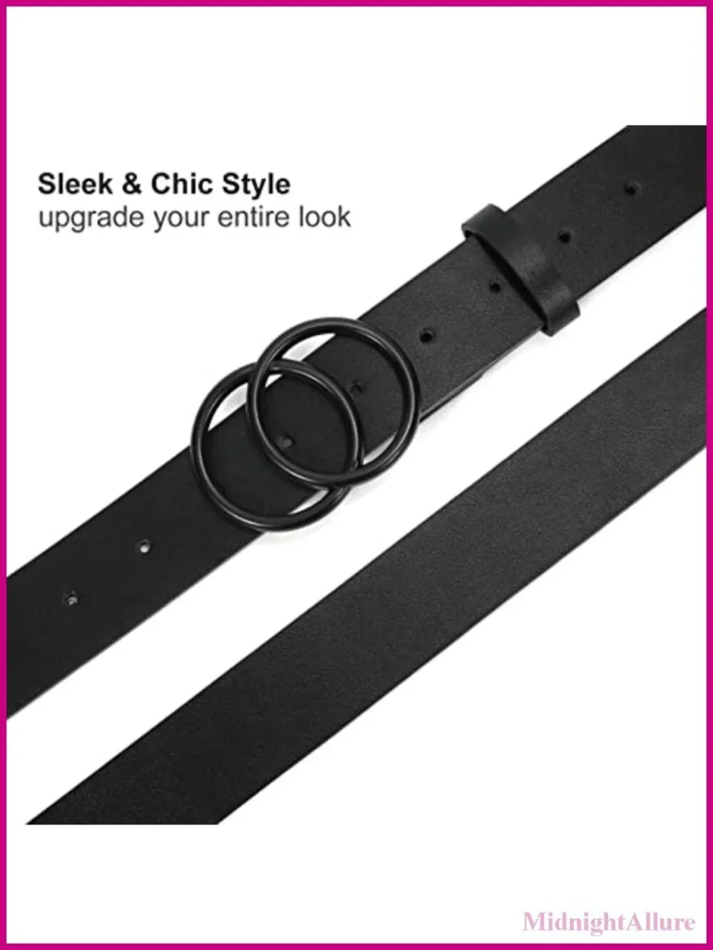 Women's Faux Leather Belt Double O-Ring Buckle Soft Waist Jeans Dress